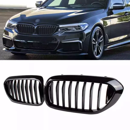BMW G30, G31 (17-20) juodos, blizgios, viengubos grotelės