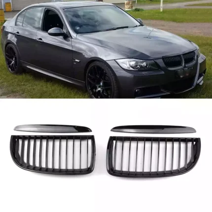 BMW E90, E91 (05-08) juodos, blizgios viengubos grotelės