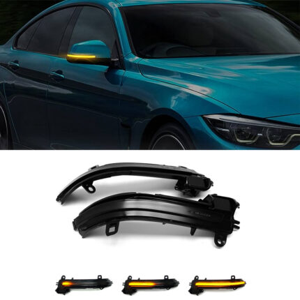 BMW F20, F22, F30, F36 veidrodėlių tamsintas LED dinaminių posūkių komplektas